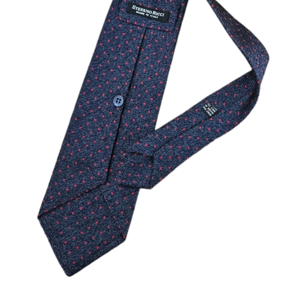 STEFANO RICCI XL Blue Polka Dot Silk LUXURY Tie ITALY - Picture 4 of 4